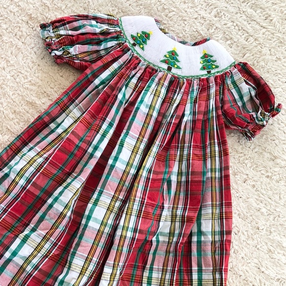 Jack & Jill Smocked Plaid Bishop Dress - Picture 3 of 12